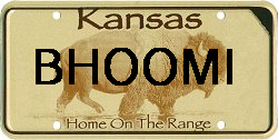 This was a Johnson County (JO) Kansas personalized license plate. I could not see the driver. From the rear of the car the only thing I could see in any of the vehicles mirrors was the headrest of the drivers seat. What happend was as I was south on Pflumm road approaching Blackfish Parkway in Shawnee, KS, less then 10 feet from the White (stop) line in my lane, doing 30mph, this vehicle approached from eastbound Blackfish PKWY swerving through a red light and right in front of me. I hit the brakes and the horn, which only led to whoever was driving that thing to hit their brakes. SMART! Luckliy I was able to avoid hitting them. They continued south on Pflumm to 83rd Street in Lenexa, KS where the car turned westbound and I continued South.

I do see the irony in this plate of "BHOOMI" as I almost rearened the car. But it would definatly have not been a laughing matter had I not been able to stop when he or she felt it necessary to slam on their brakes after running a red light and pulling infront of my car.